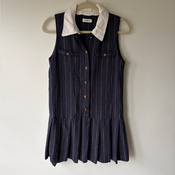 SANDRO Blue Dolla Mini Striped Dress Size 34 - Picture 4 of 9